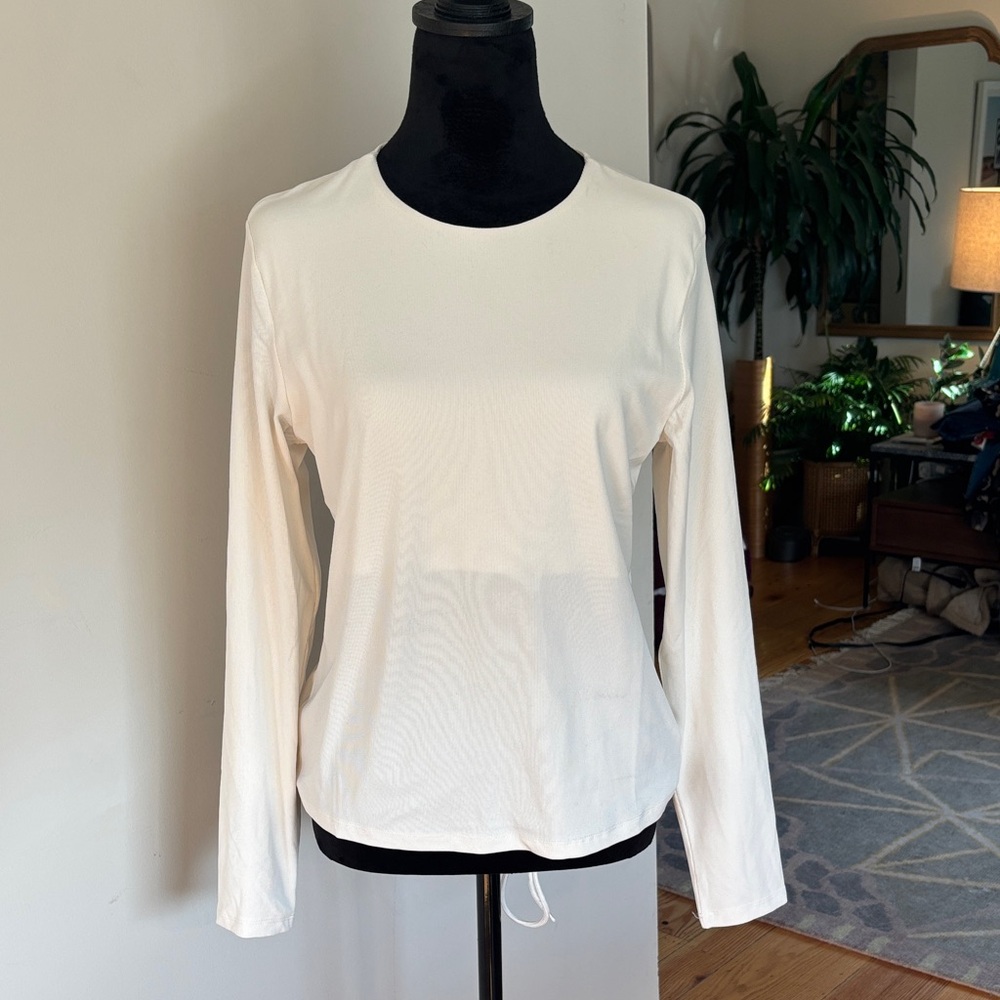Women's Cream Long Sleeve Stretch Top